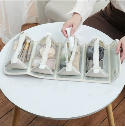 Detachable and Foldable Cosmetic Bag with Large Capacity for Skincare/Makeup, Easy to Store Daily Makeup Products, Clear Classification, No Need to Search, Convenient to Use, Travel-Friendly with Dual Handles, Portable Four-In-One Cosmetic Bag