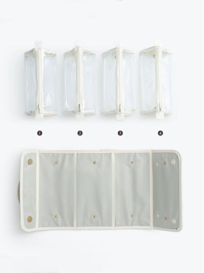 Detachable and Foldable Cosmetic Bag with Large Capacity for Skincare/Makeup, Easy to Store Daily Makeup Products, Clear Classification, No Need to Search, Convenient to Use, Travel-Friendly with Dual Handles, Portable Four-In-One Cosmetic Bag